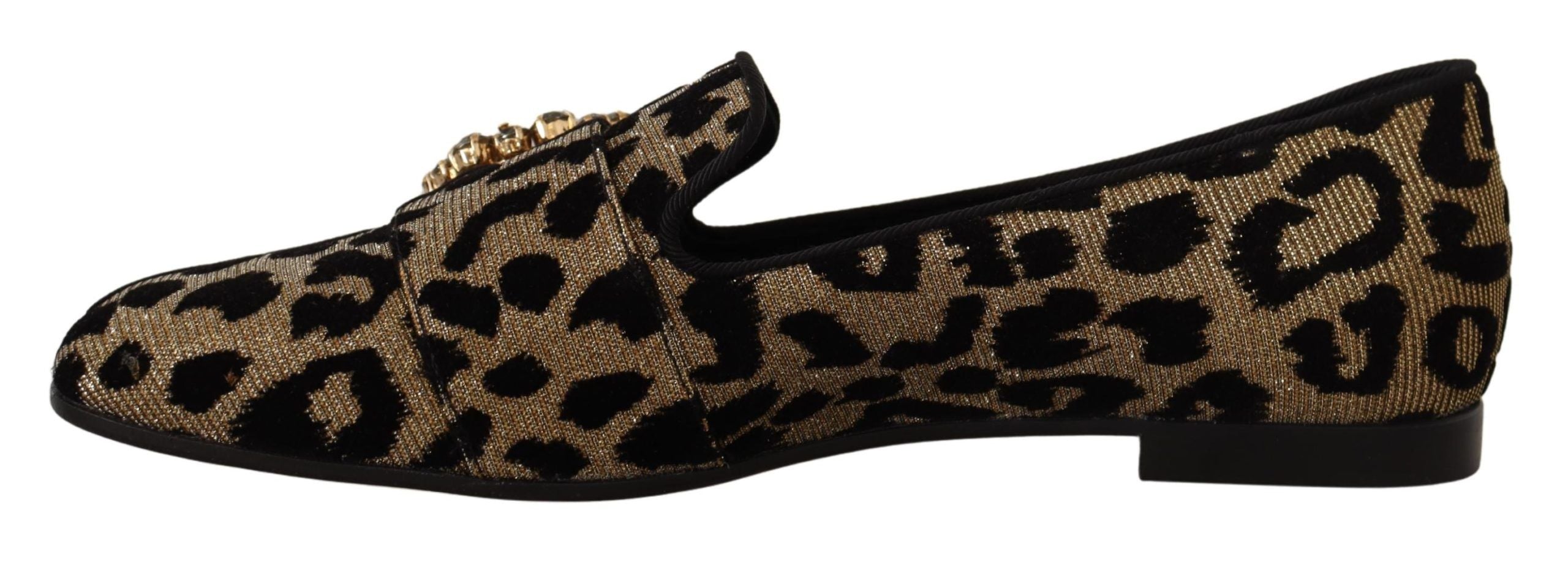 Dolce &amp; Gabbana Elegante Loafer mit Leopardenmuster und Kristallsteinen