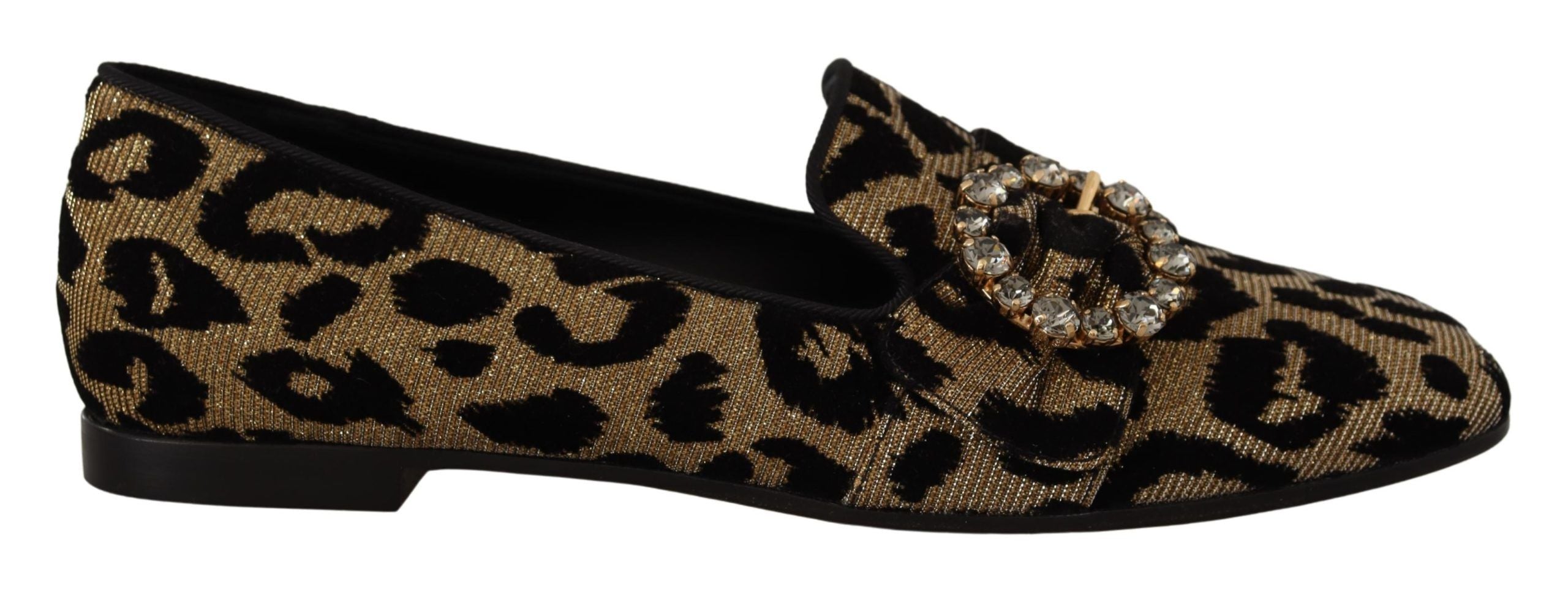 Dolce &amp; Gabbana Elegante Loafer mit Leopardenmuster und Kristallsteinen