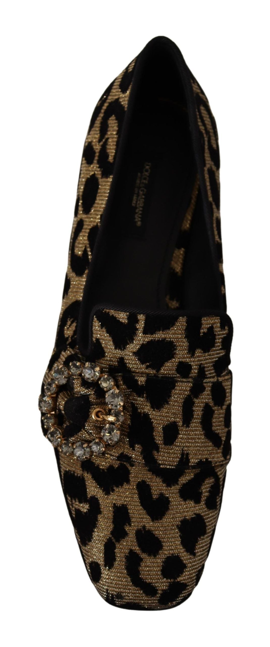 Dolce &amp; Gabbana Elegante Loafer mit Leopardenmuster und Kristallsteinen