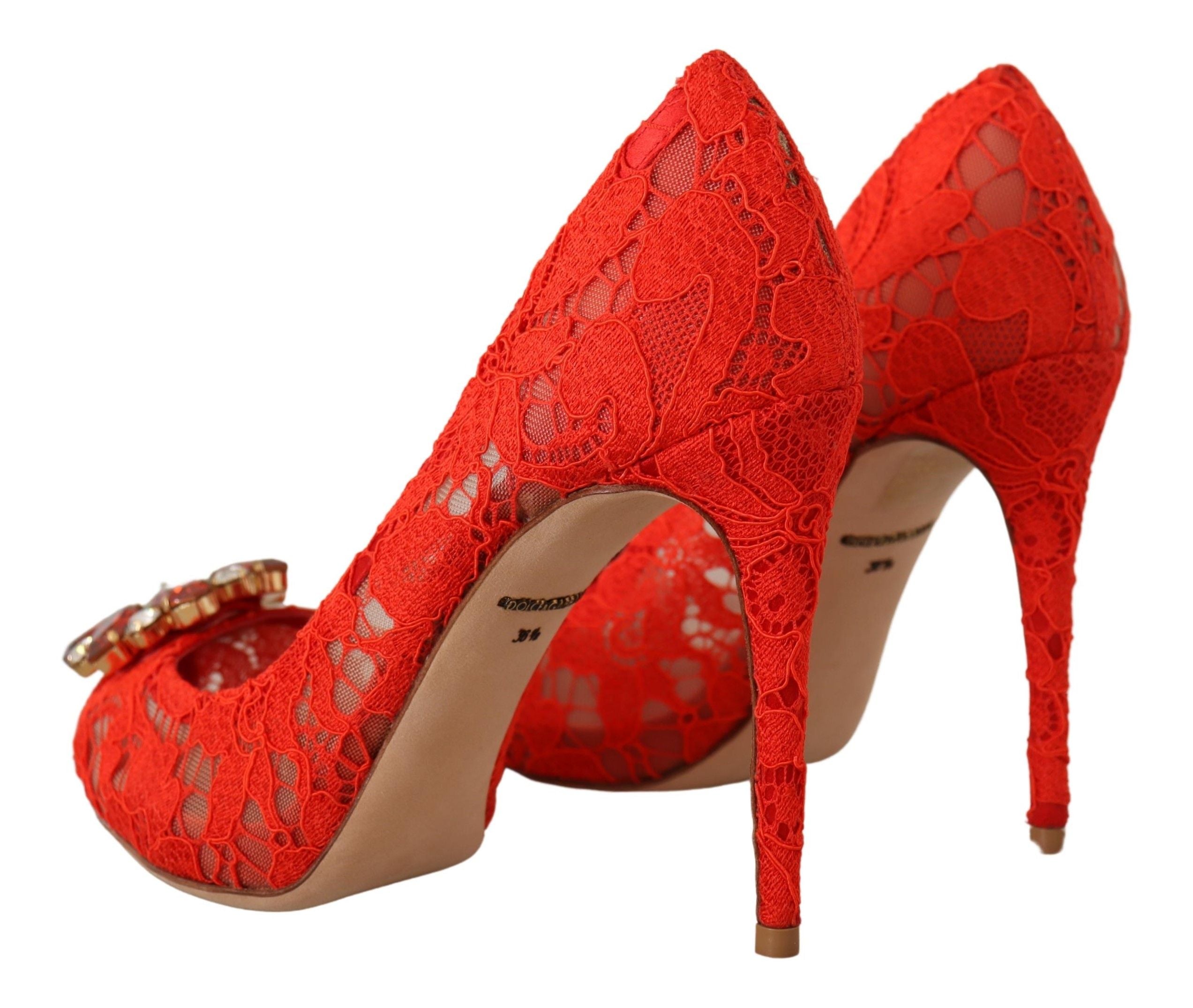 Dolce &amp; Gabbana – Taormina – Pumps mit Spitzenabsatz und rotem Kristall