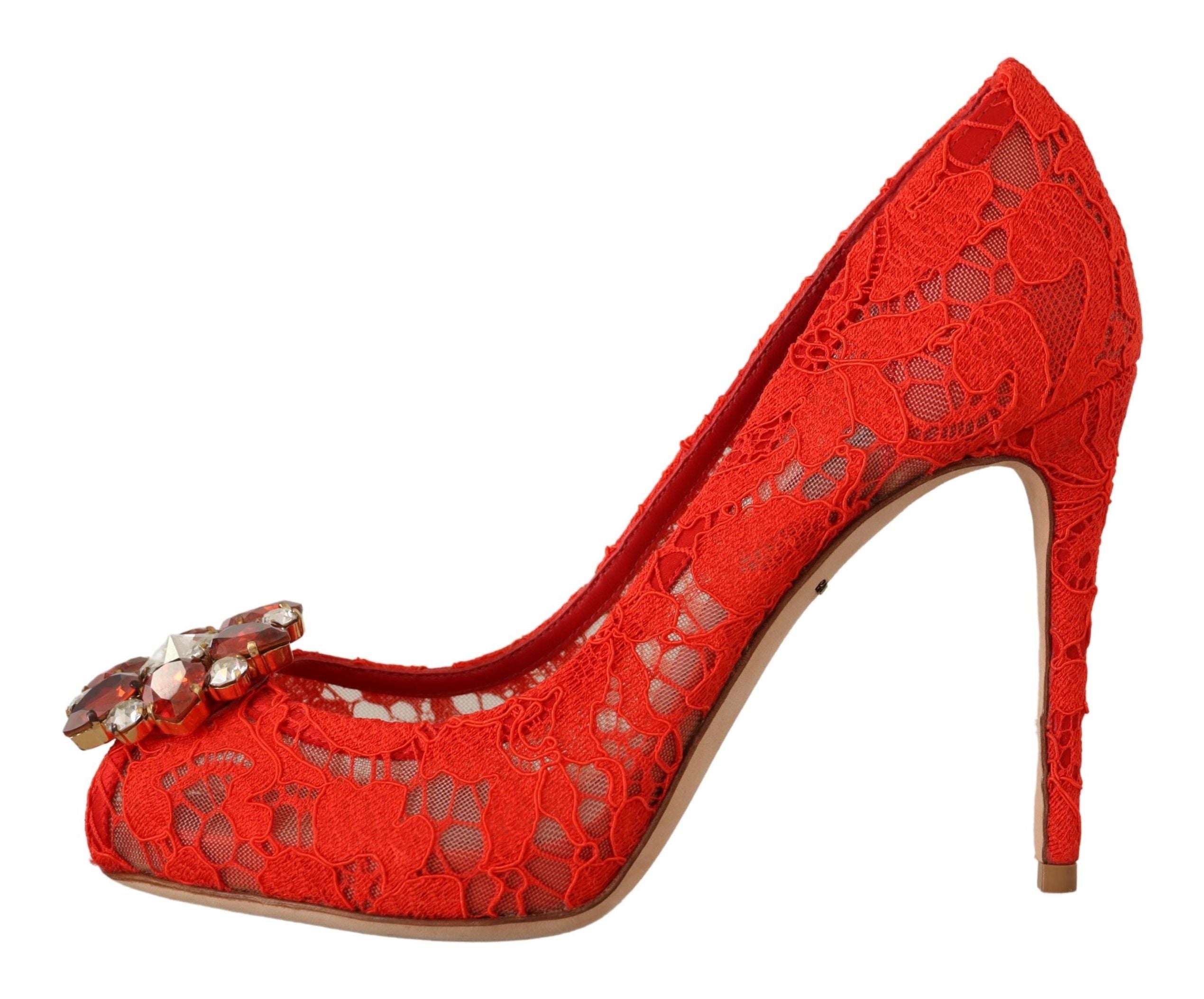 Dolce &amp; Gabbana – Taormina – Pumps mit Spitzenabsatz und rotem Kristall