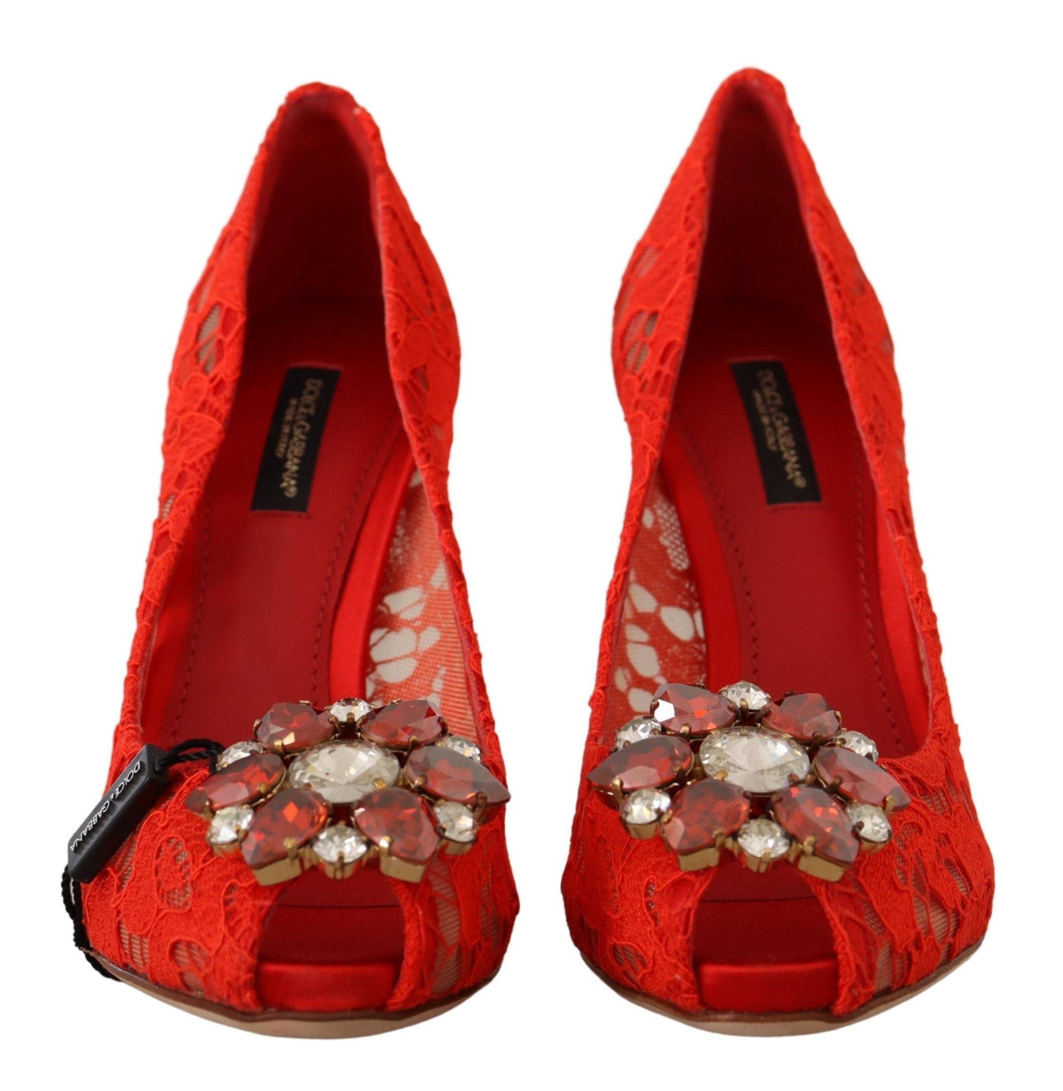 Dolce &amp; Gabbana – Taormina – Pumps mit Spitzenabsatz und rotem Kristall