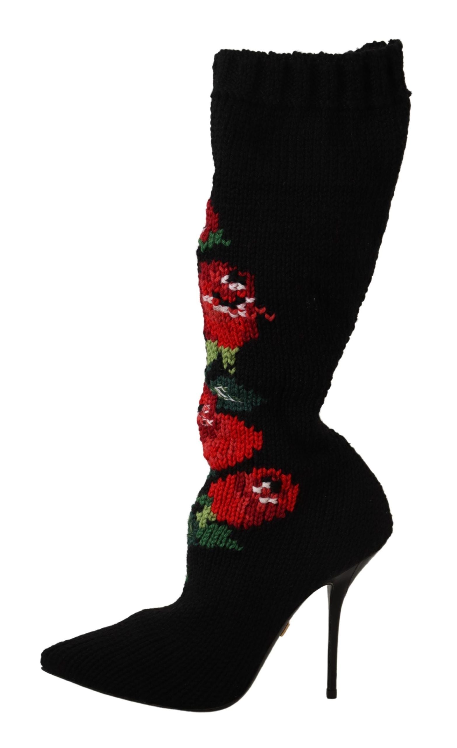 Cizme elegante Dolce &amp; Gabbana cu trandafiri roșii