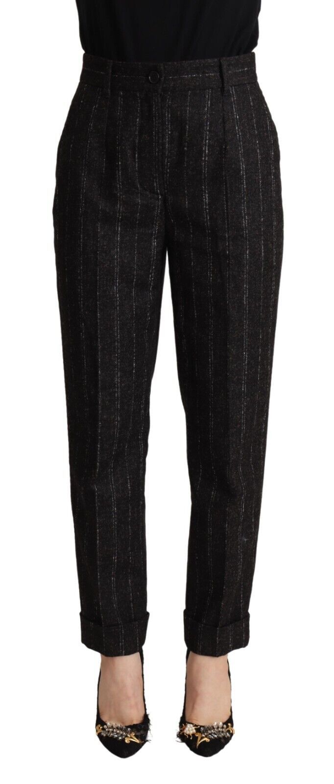 Dolce &amp; Gabbana Elegante, gestreifte, konische Hose mit hoher Taille