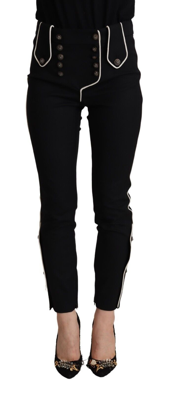 Dolce &amp; Gabbana Elegante Slim Fit-Hose mit hoher Taille