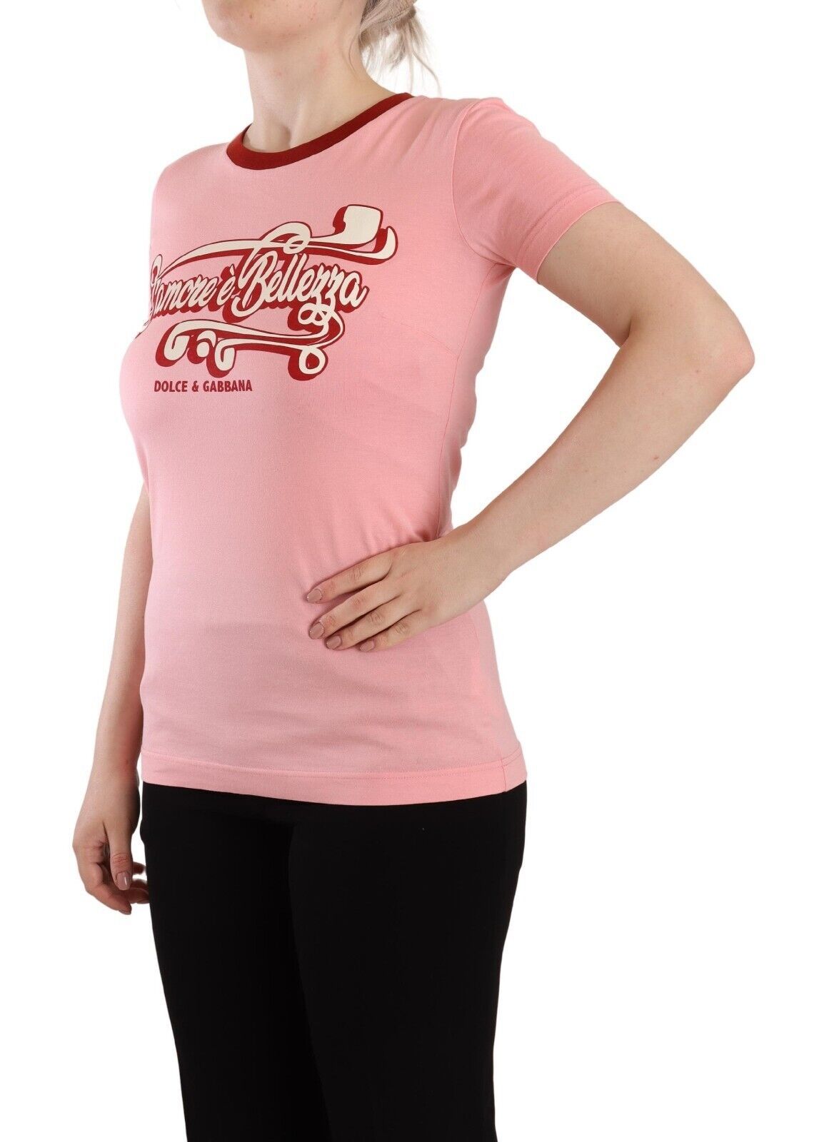 Dolce &amp; Gabbana Schickes rosa T-Shirt mit Rundhalsausschnitt und Logo