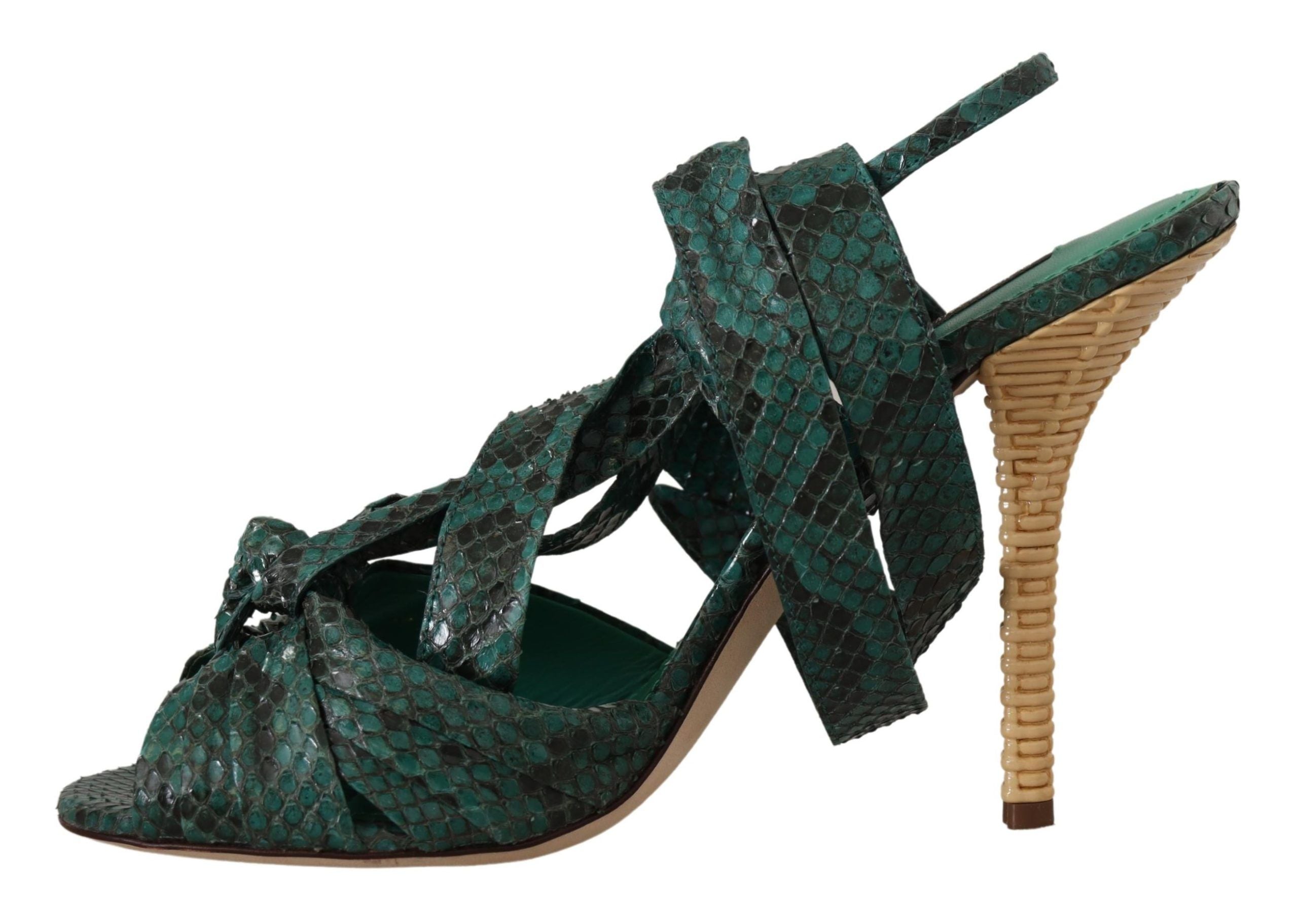 Dolce &amp; Gabbana Elegante grüne Python-Riemchen-Pumps