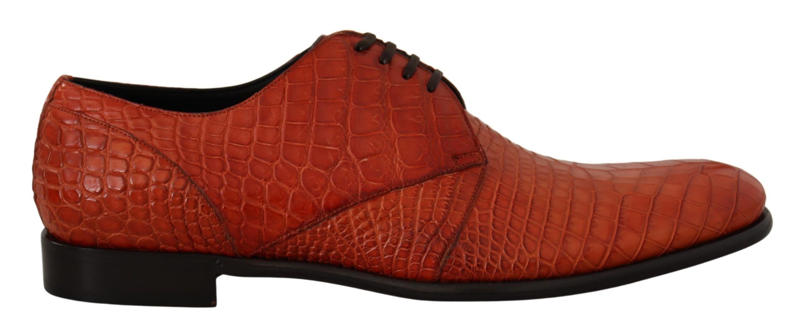 Dolce &amp; Gabbana – Exotische, orangefarbene Schnürschuhe aus Krokodilleder