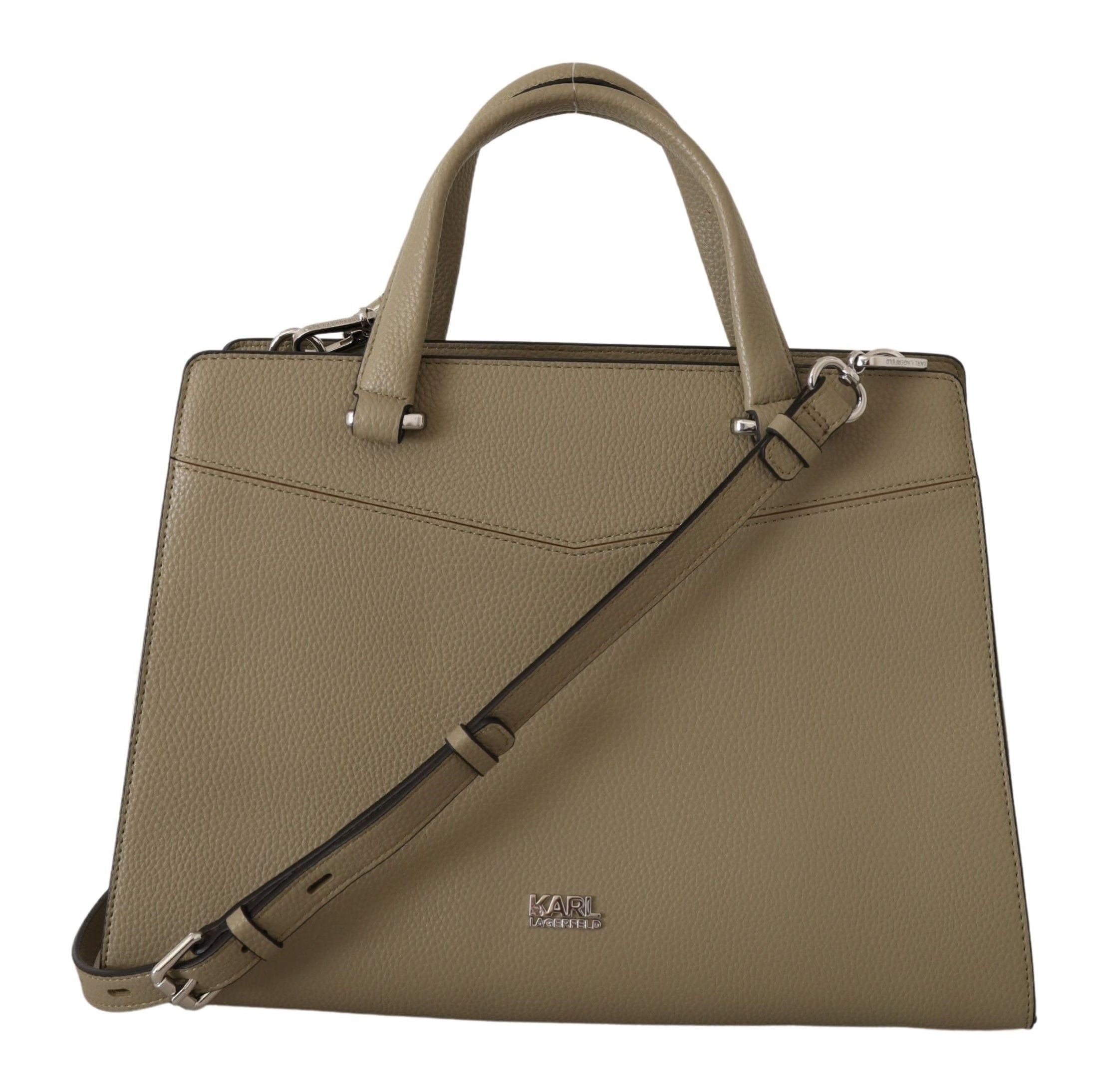 Geantă tote din piele verde salvie Karl Lagerfeld Enchanting