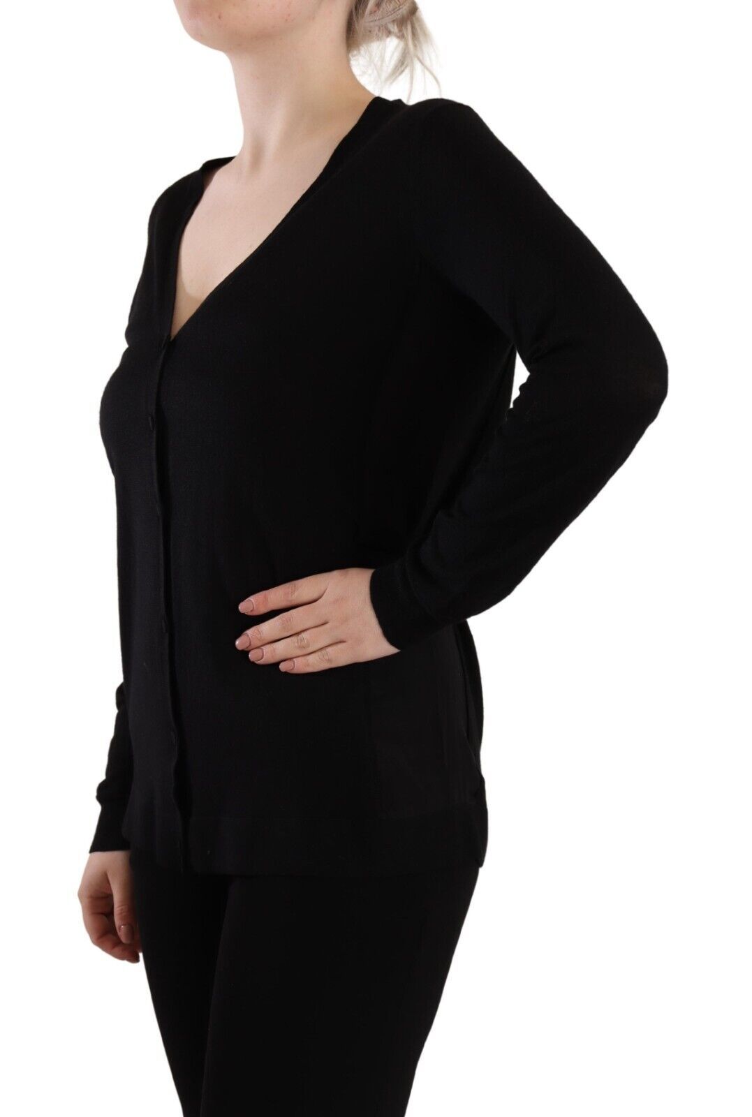 Dolce &amp; Gabbana Eleganter schwarzer Wollpullover mit V-Ausschnitt