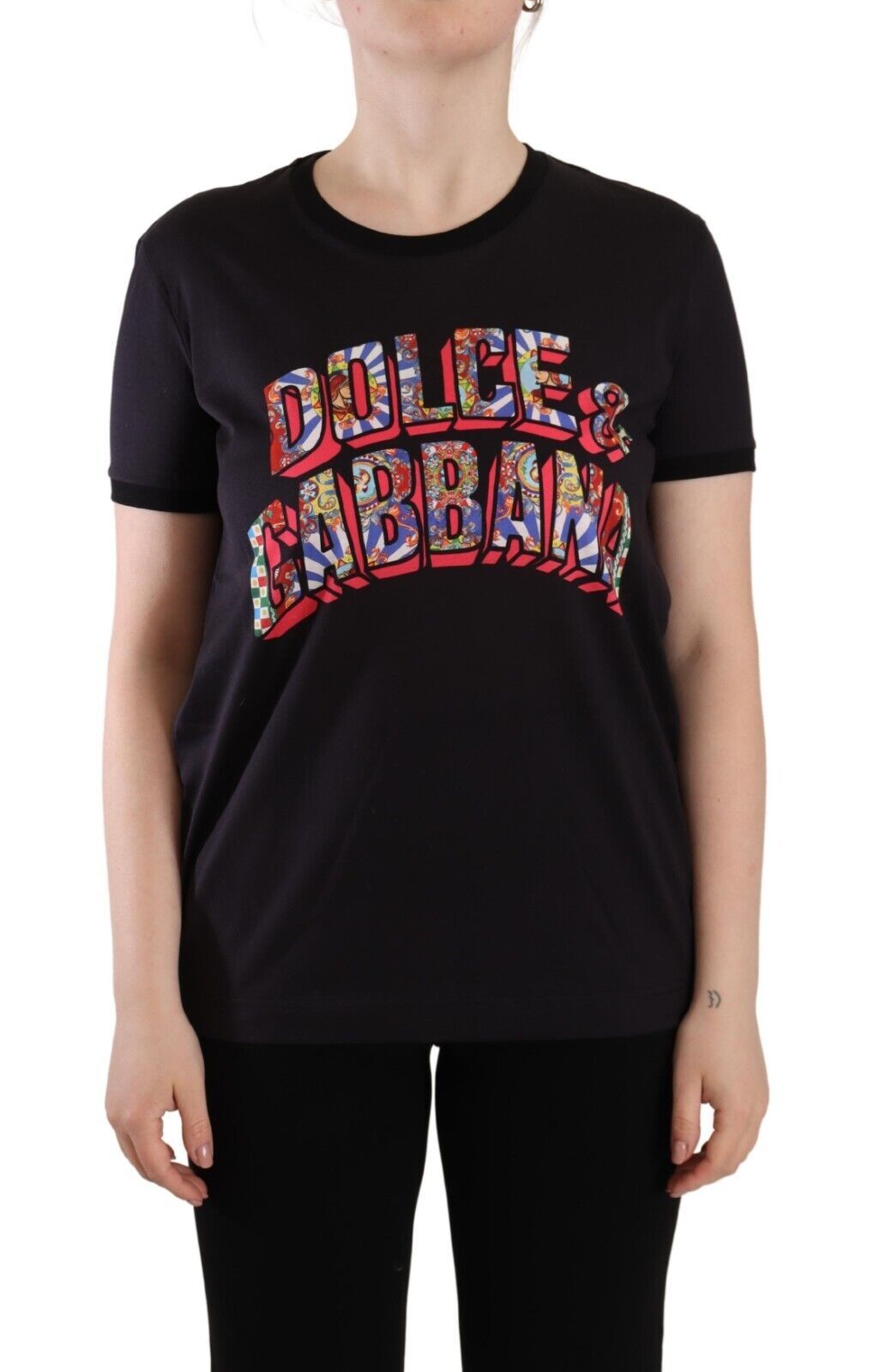 Dolce &amp; Gabbana Schickes schwarzes T-Shirt mit Rundhalsausschnitt und Logo