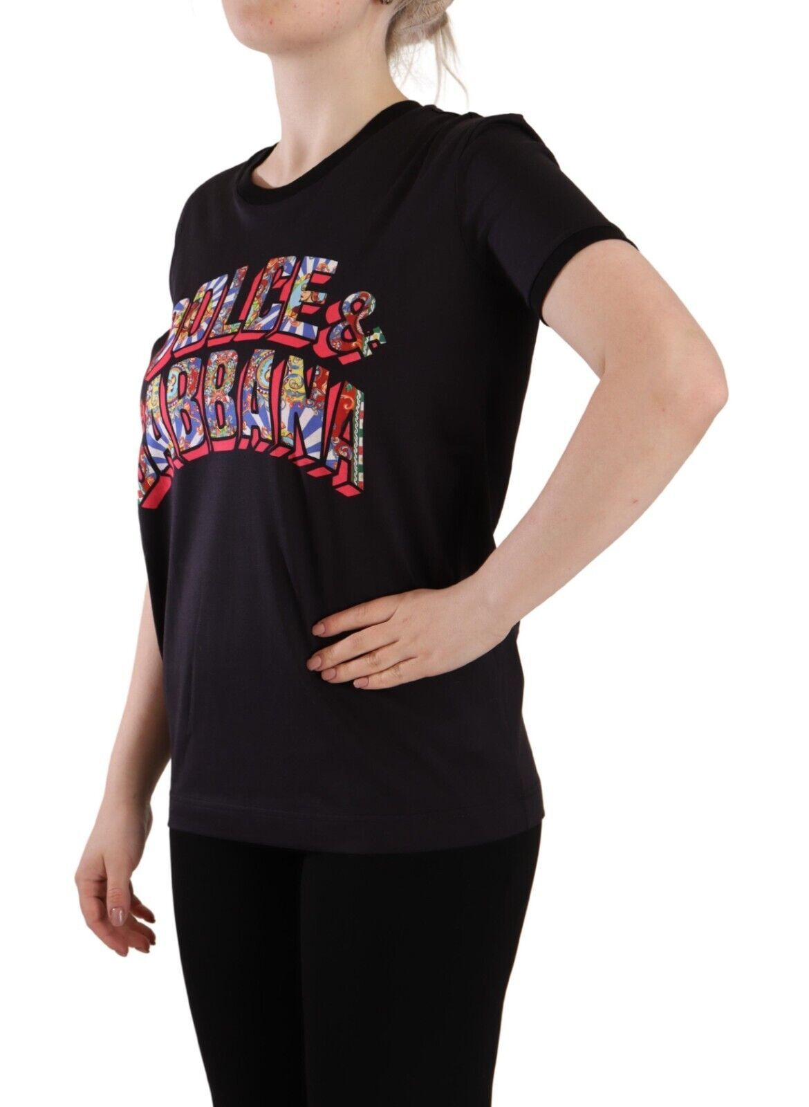 Dolce &amp; Gabbana Schickes schwarzes T-Shirt mit Rundhalsausschnitt und Logo