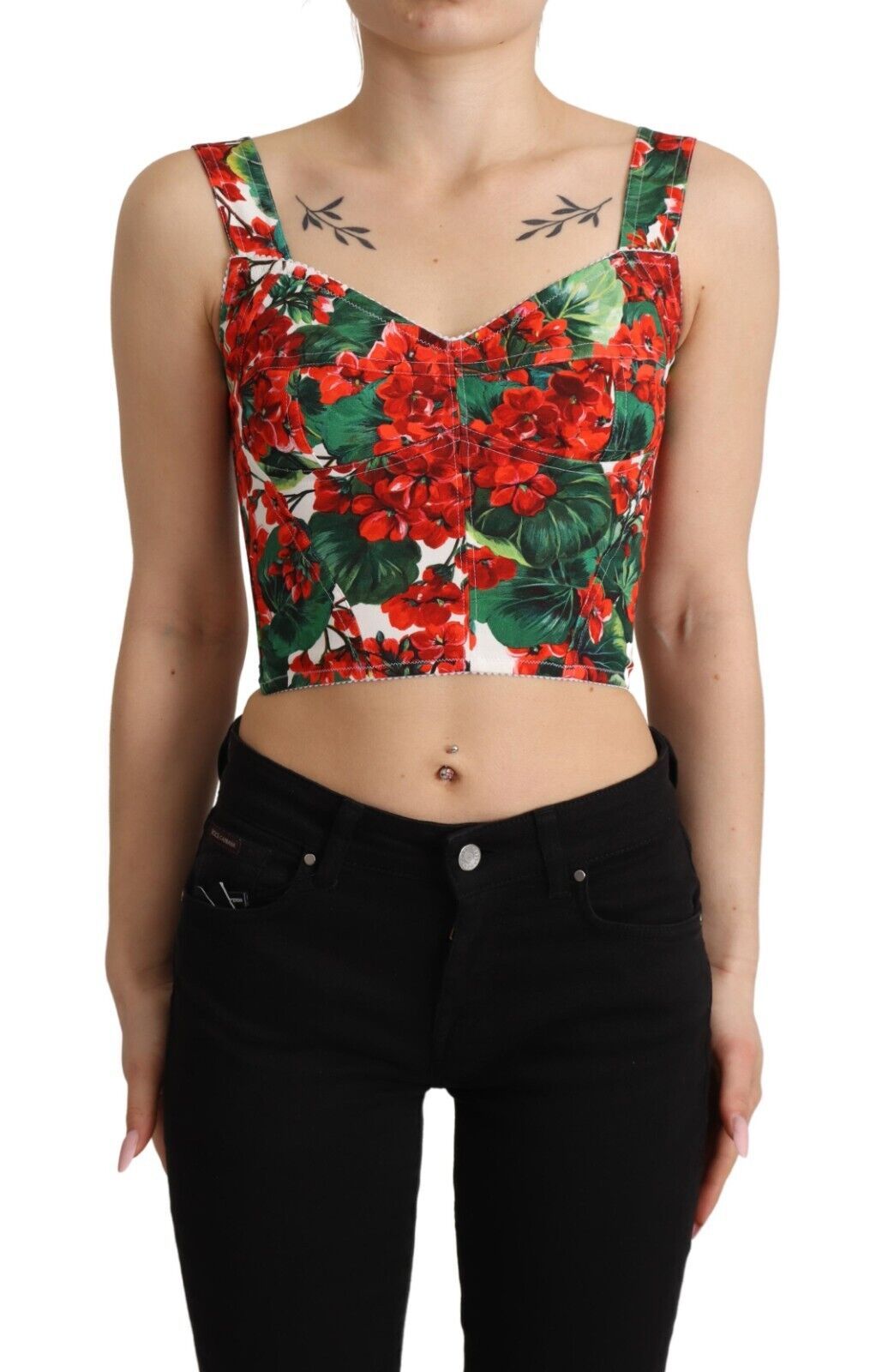 Dolce &amp; Gabbana Elegantes rotes Cropped-Top mit Geranien-Print