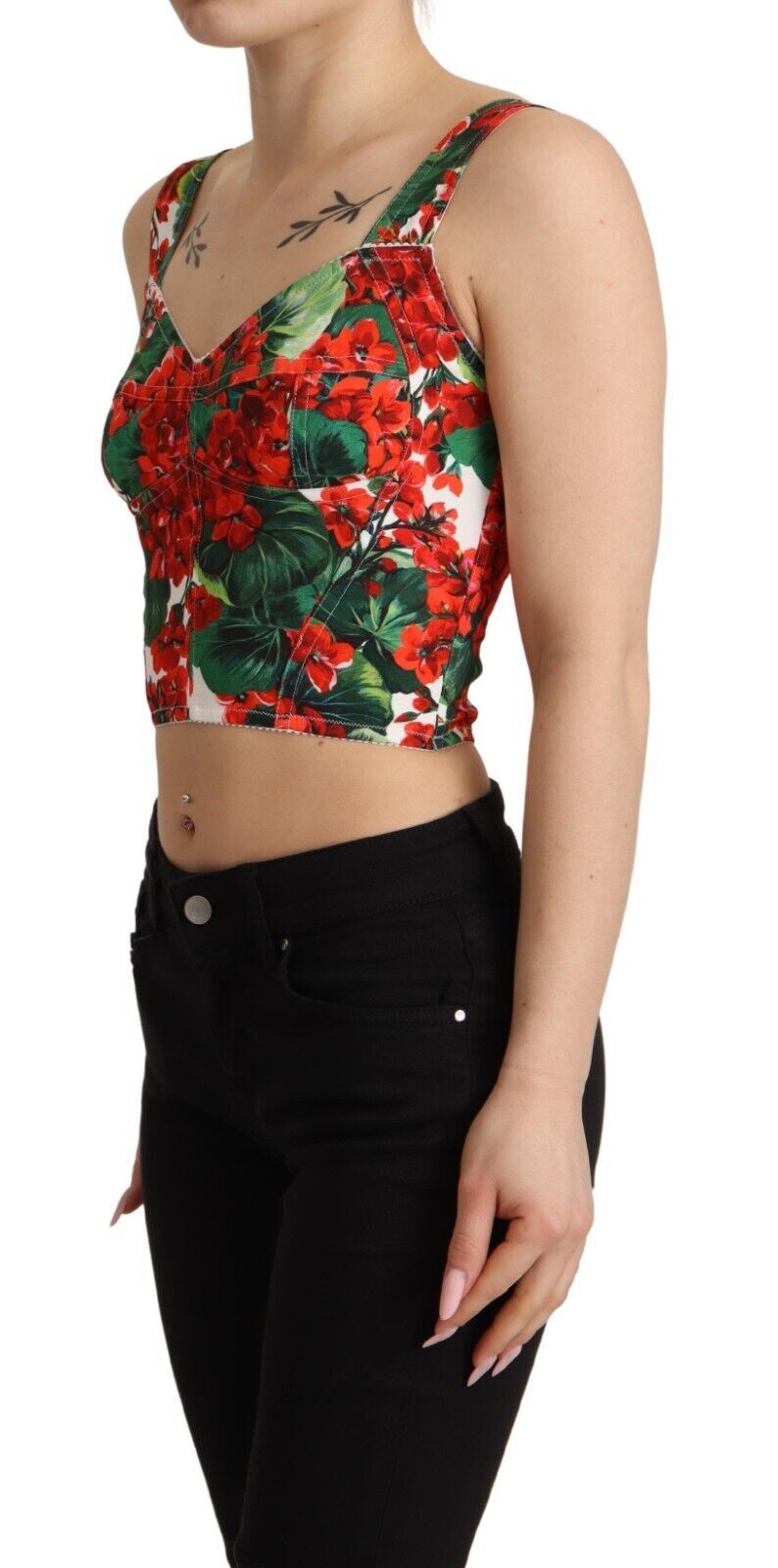Dolce &amp; Gabbana Elegantes rotes Cropped-Top mit Geranien-Print