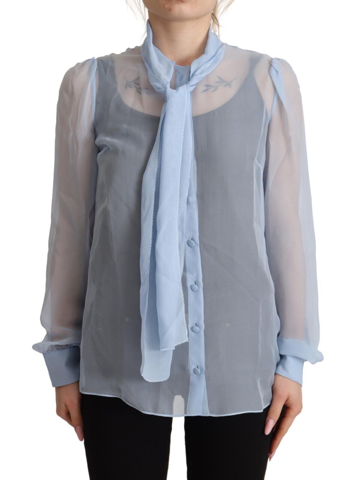 Dolce &amp; Gabbana Elegante Seidenbluse mit Ascot-Kragen