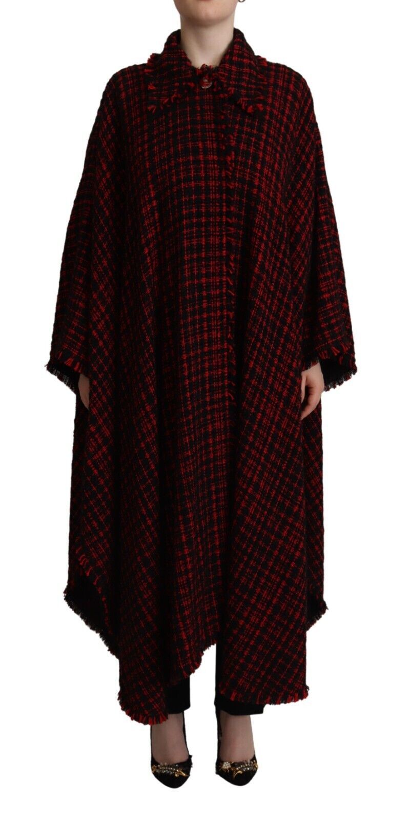 Elegante, langärmlige Manteljacke in Rot und Schwarz von Dolce &amp; Gabbana