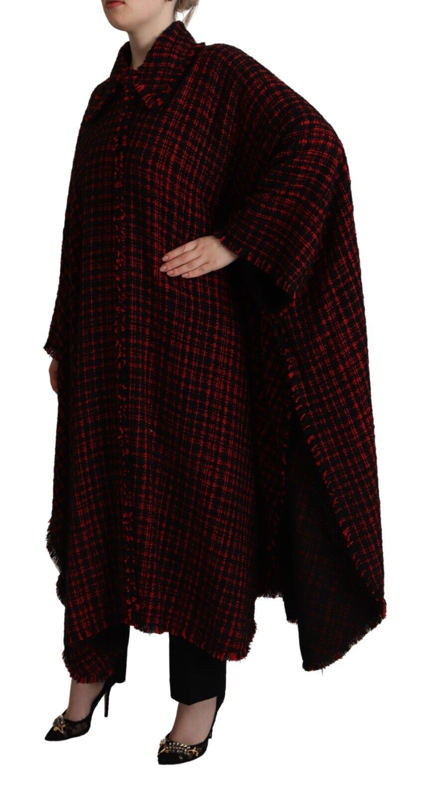 Elegante, langärmlige Manteljacke in Rot und Schwarz von Dolce &amp; Gabbana