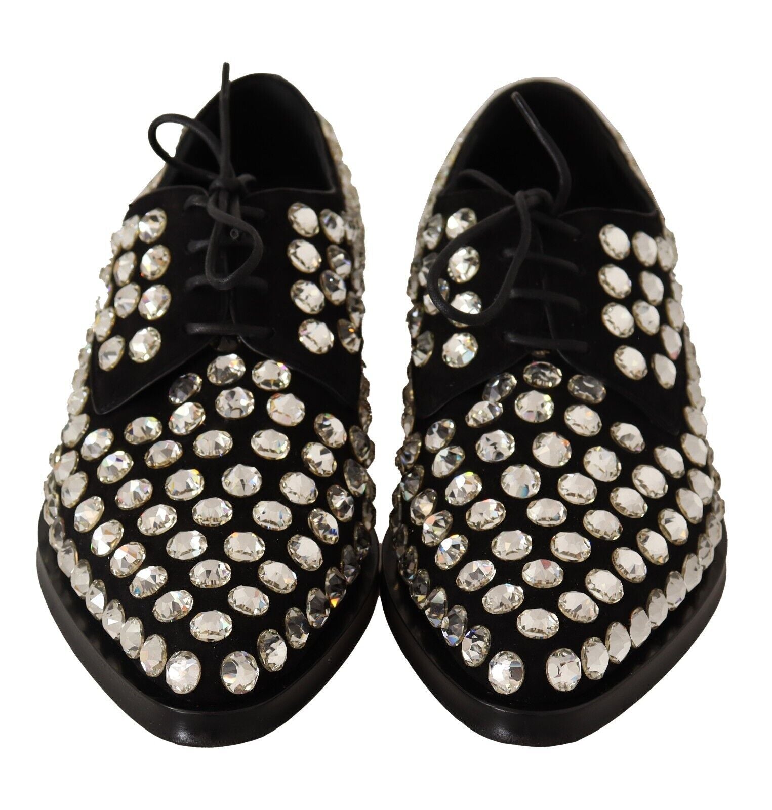 Dolce &amp; Gabbana Elegante, kristallverzierte Schnürschuhe