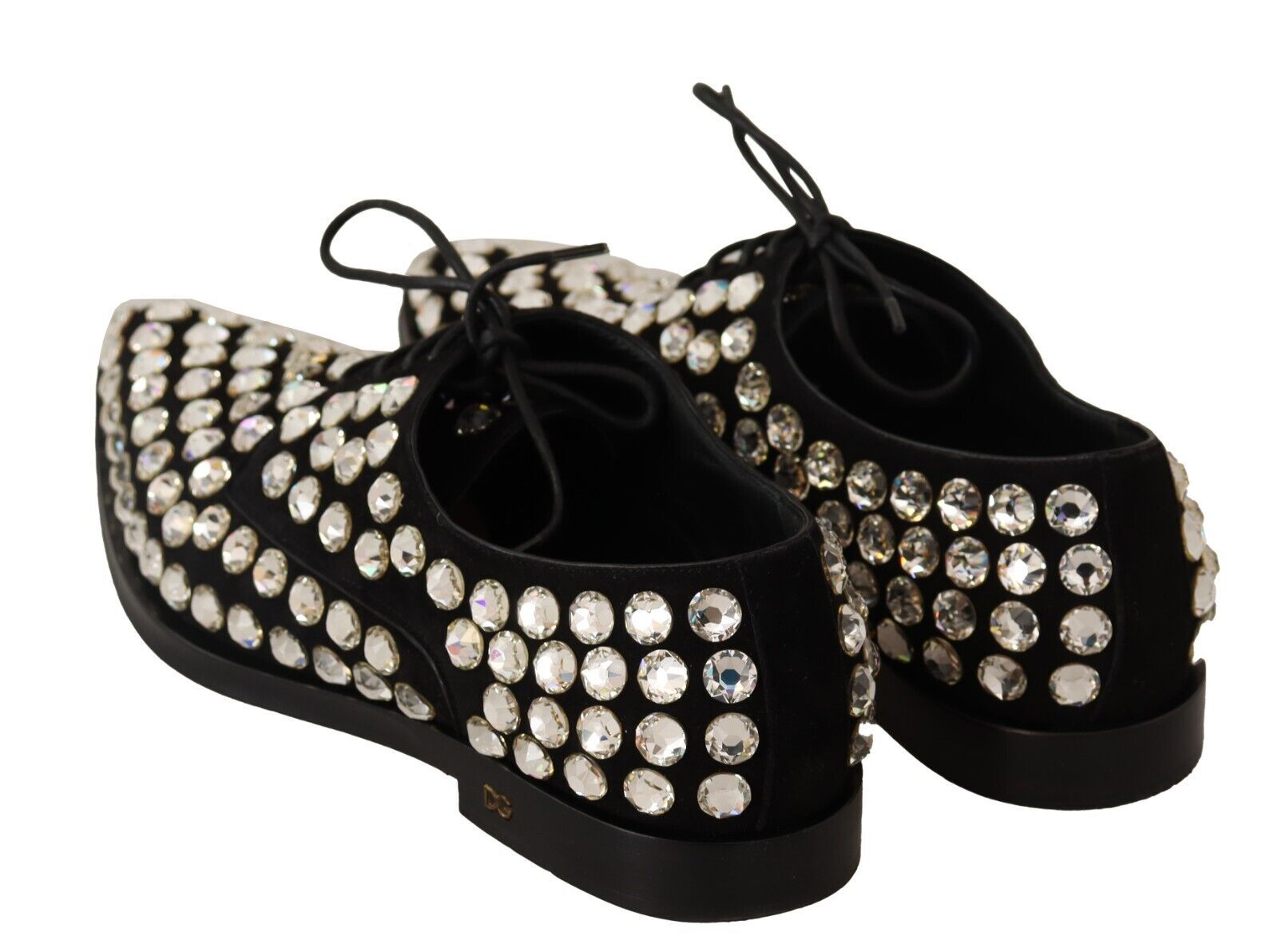 Dolce &amp; Gabbana Elegante, kristallverzierte Schnürschuhe