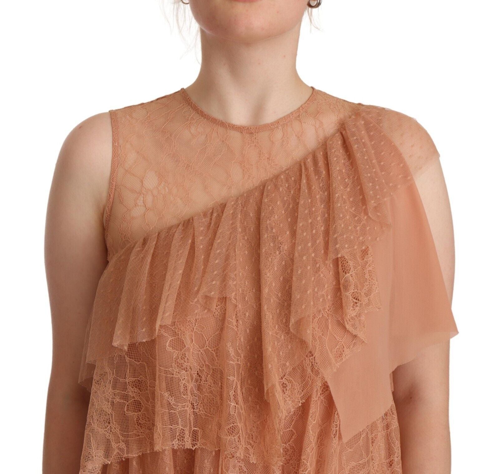Liu Jo Chic – Ärmelloses, gestuftes Minikleid in Rosa