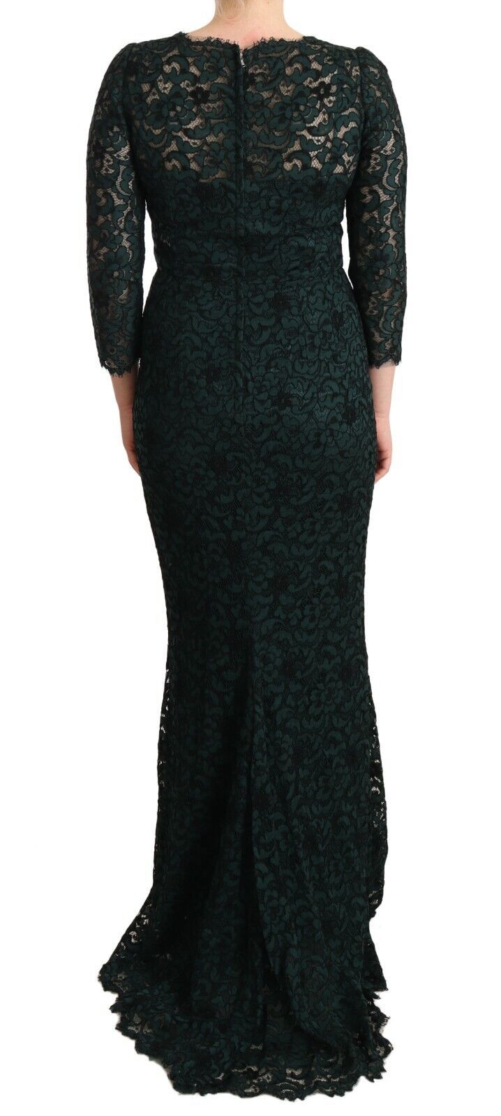 Rochie elegantă până la podea cu decolteu în V, din dantelă, Dolce &amp; Gabbana