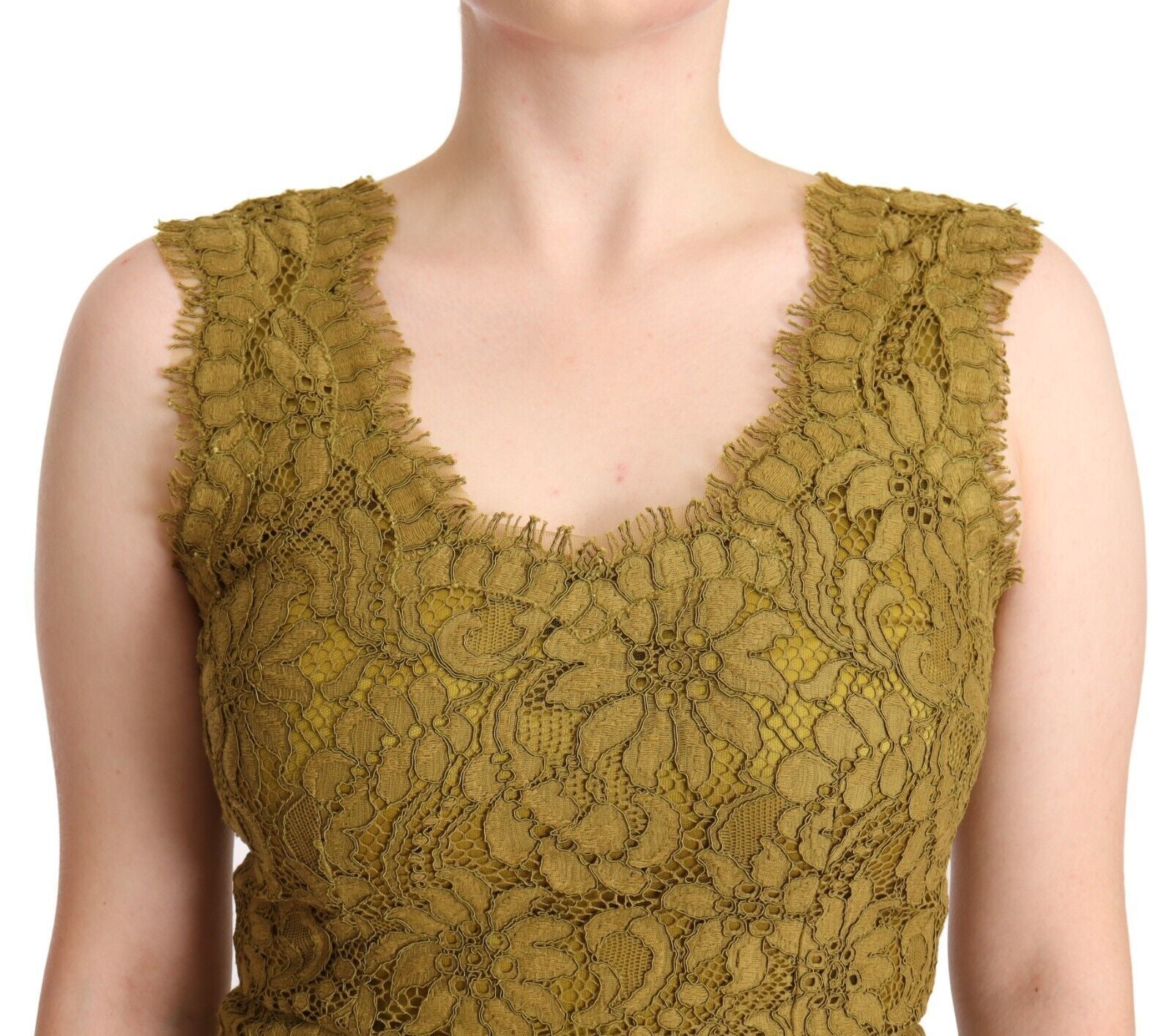 Dolce &amp; Gabbana Elegantes bodenlanges ärmelloses Spitzenkleid