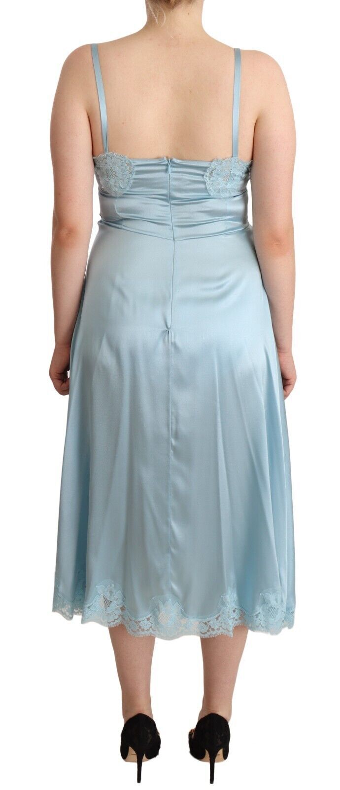 Dolce &amp; Gabbana – Elegantes Midikleid in A-Linie mit Spitzenbesatz
