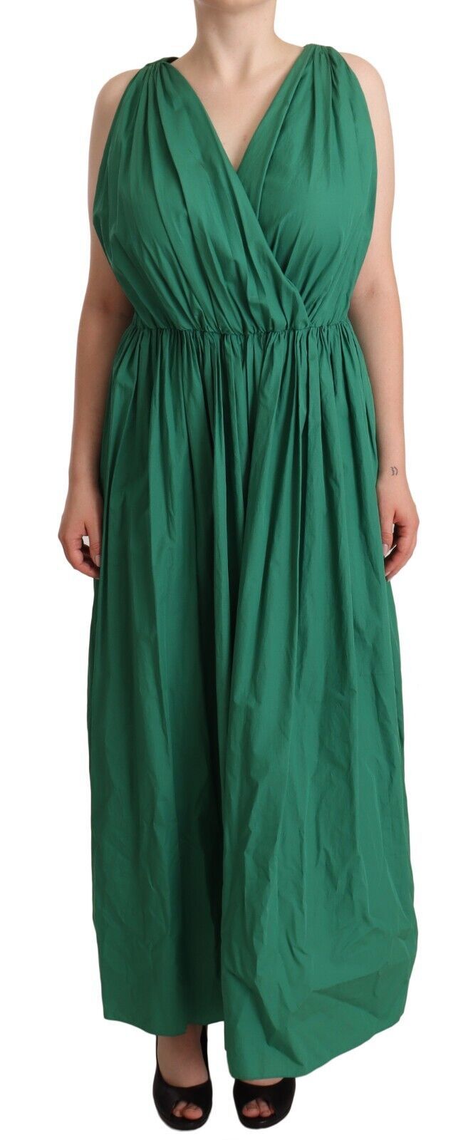 Rochie elegantă Dolce &amp; Gabbana, verde închis, fără mâneci, cu linie A