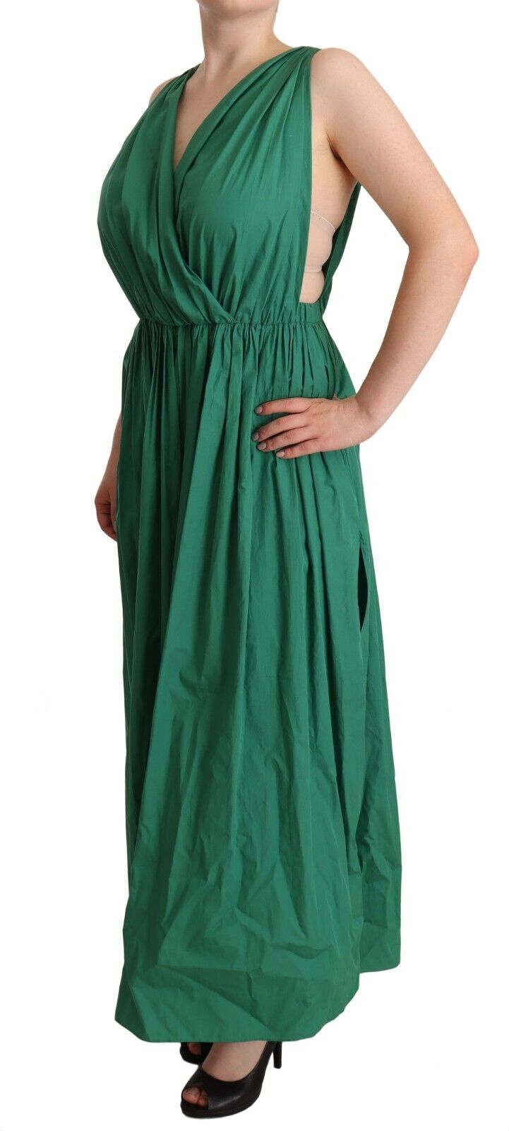 Rochie elegantă Dolce &amp; Gabbana, verde închis, fără mâneci, cu linie A