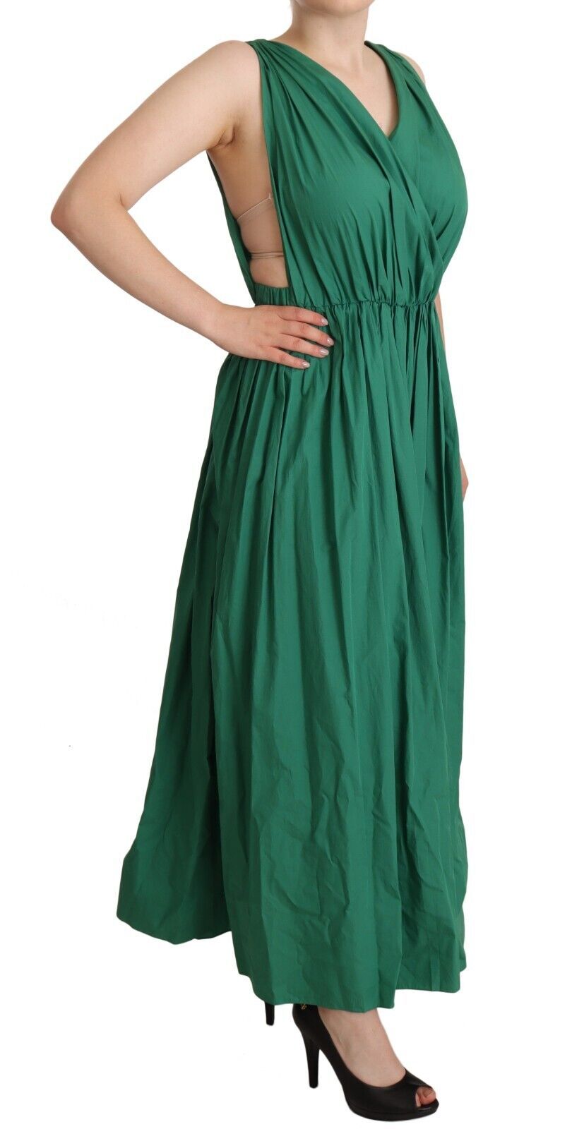 Rochie elegantă Dolce &amp; Gabbana, verde închis, fără mâneci, cu linie A