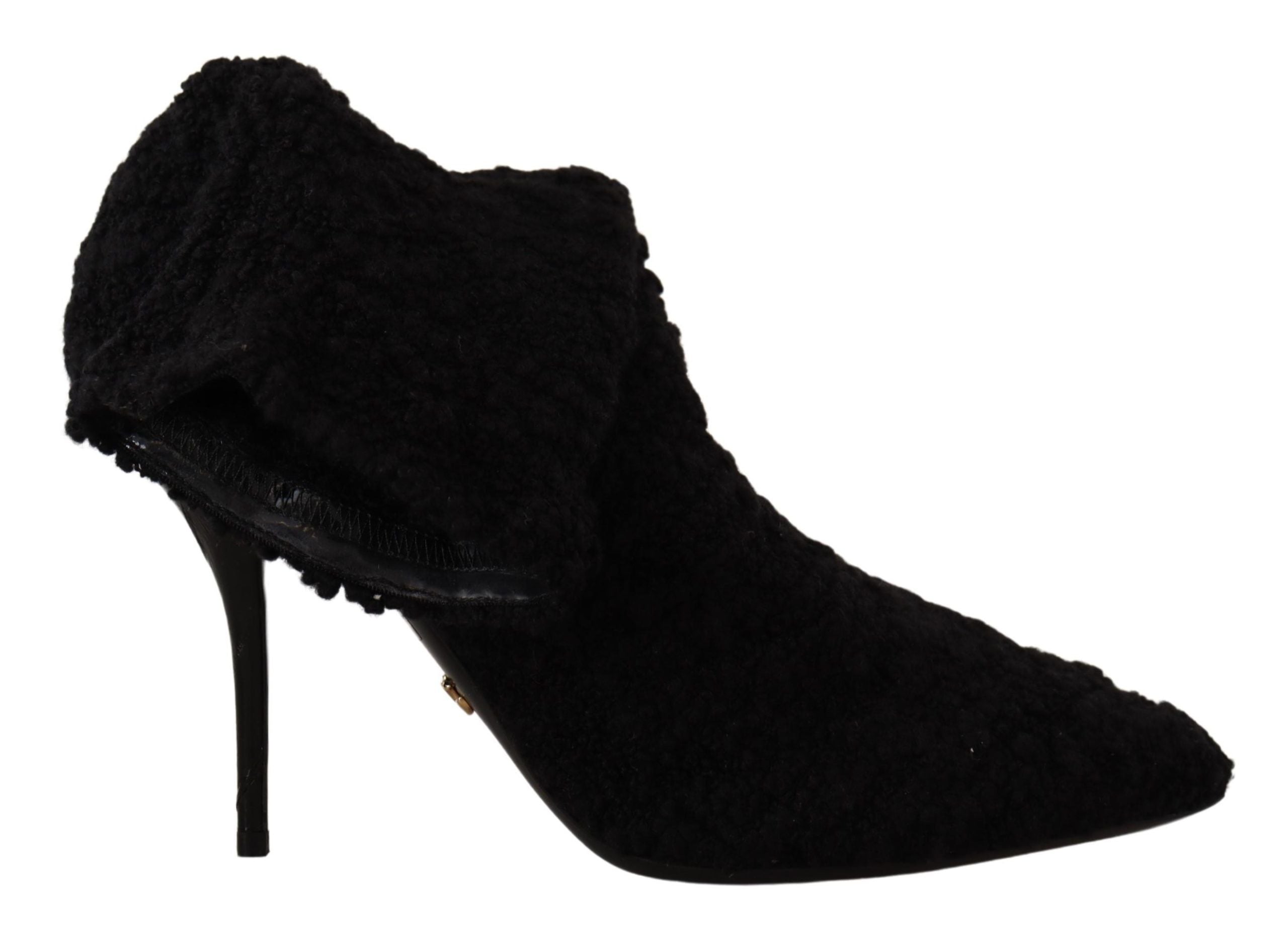 Dolce &amp; Gabbana Elegante schwarze Viskosestiefel mit halbhoher Wade