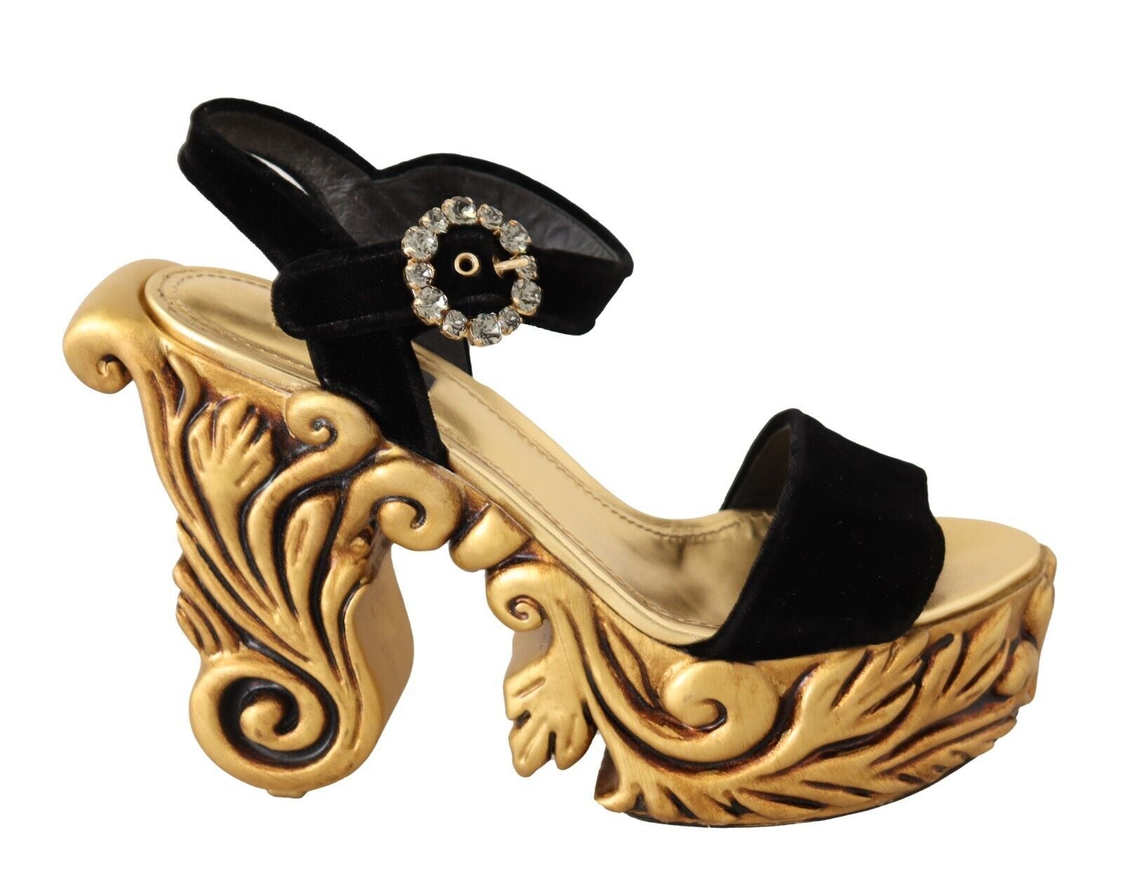 Dolce &amp; Gabbana – Absatzschuhe aus barockem Samt in Schwarz und Gold