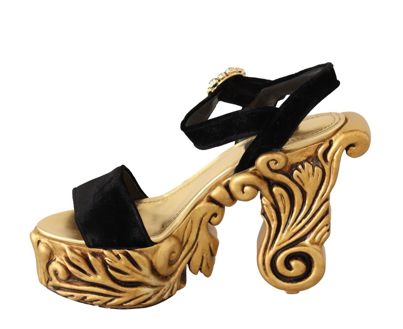 Dolce &amp; Gabbana – Absatzschuhe aus barockem Samt in Schwarz und Gold