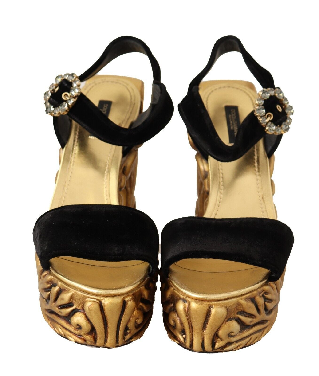 Dolce &amp; Gabbana – Absatzschuhe aus barockem Samt in Schwarz und Gold