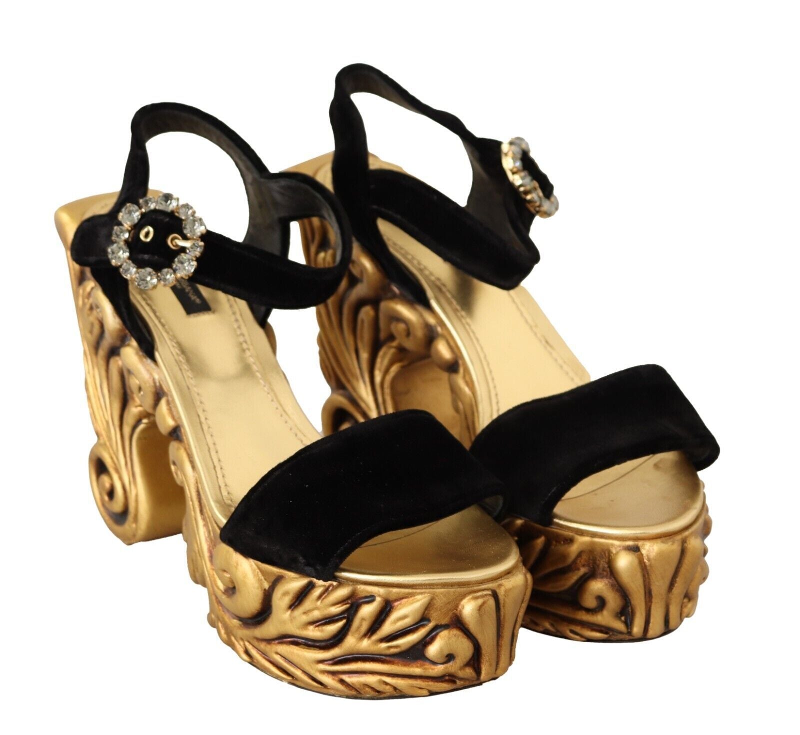 Dolce &amp; Gabbana – Absatzschuhe aus barockem Samt in Schwarz und Gold