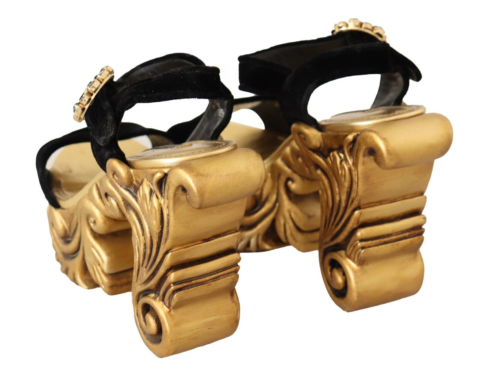 Dolce &amp; Gabbana – Absatzschuhe aus barockem Samt in Schwarz und Gold