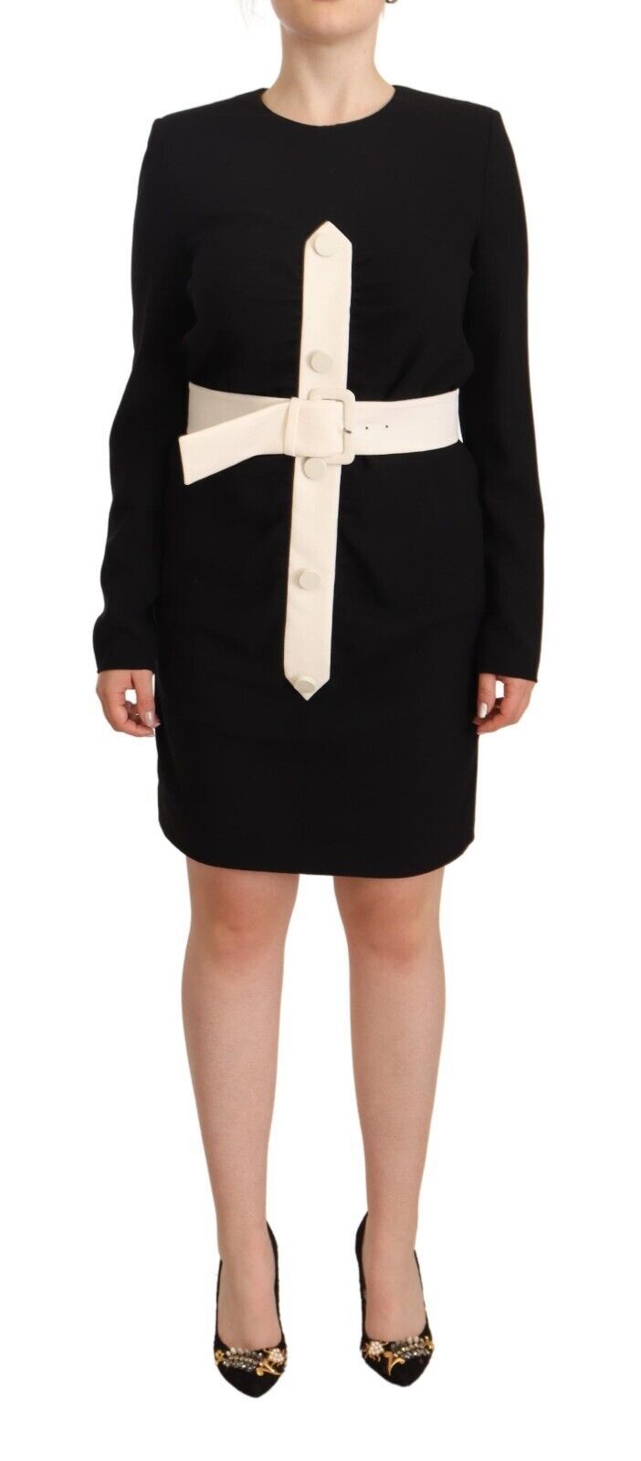 Givenchy Elegantes schwarzes Woll-Minikleid mit Gürtel