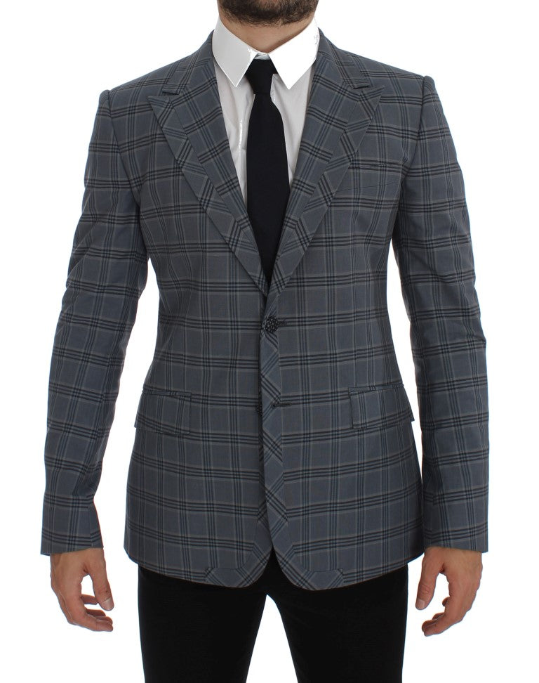 Dolce &amp; Gabbana Eleganter blau karierter Slim Fit Blazer