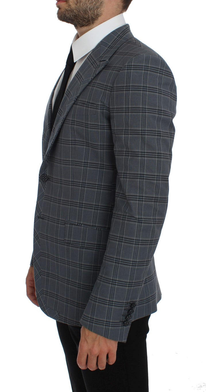Dolce &amp; Gabbana Eleganter blau karierter Slim Fit Blazer