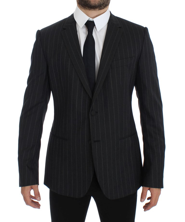 Dolce &amp; Gabbana Schicke grau gestreifte Blazerjacke aus Wolle