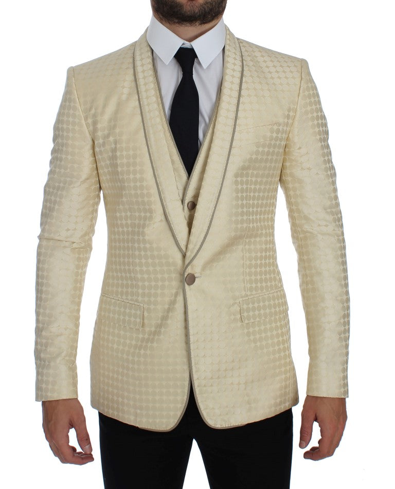 Dolce &amp; Gabbana – Eleganter Blazer und Weste in Beige mit Punkten