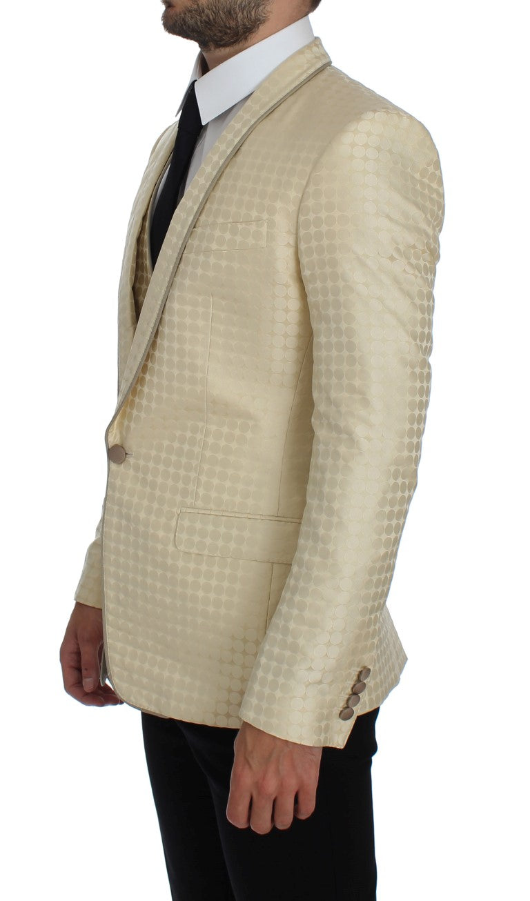 Dolce &amp; Gabbana – Eleganter Blazer und Weste in Beige mit Punkten