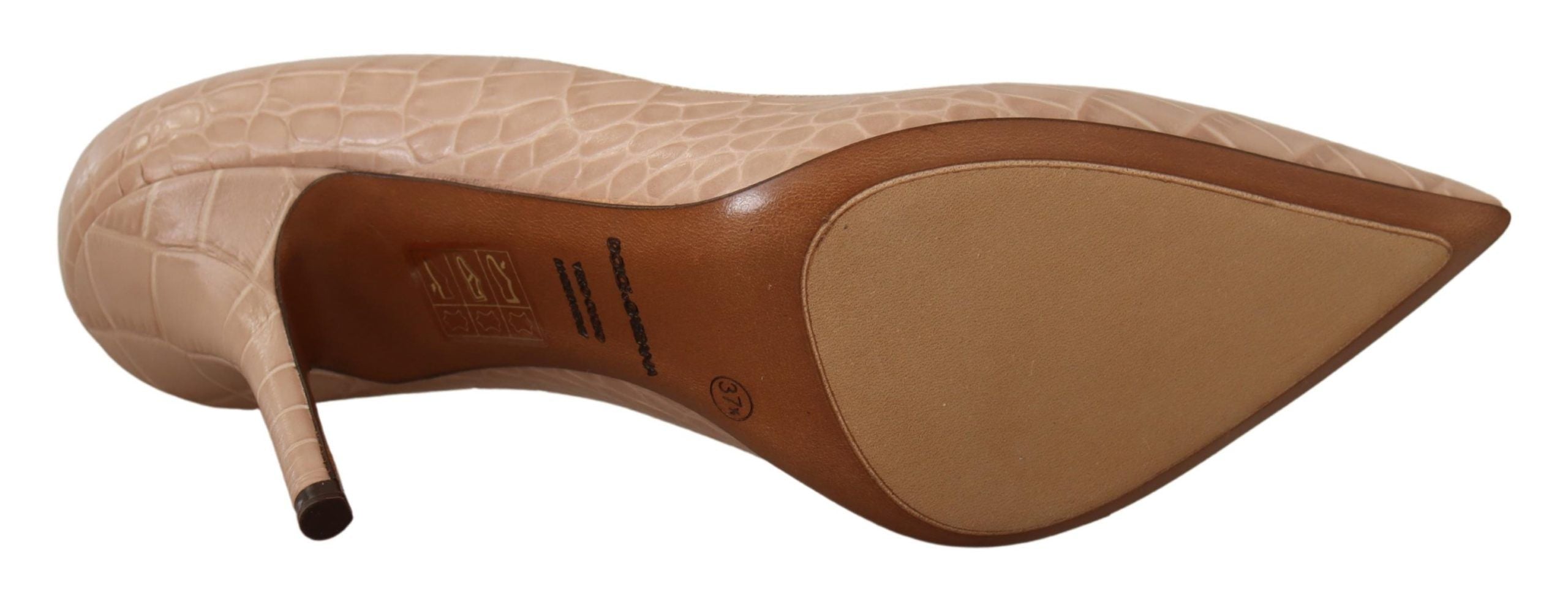 Dolce &amp; Gabbana Pantofi cu toc mic din piele nud eleganți