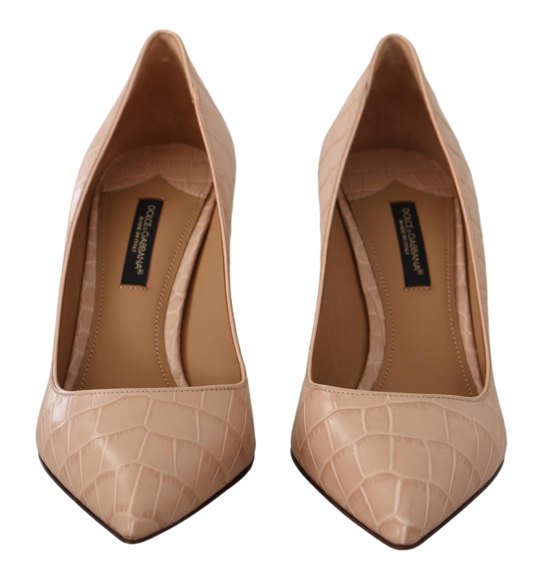 Dolce &amp; Gabbana Pantofi cu toc mic din piele nud eleganți