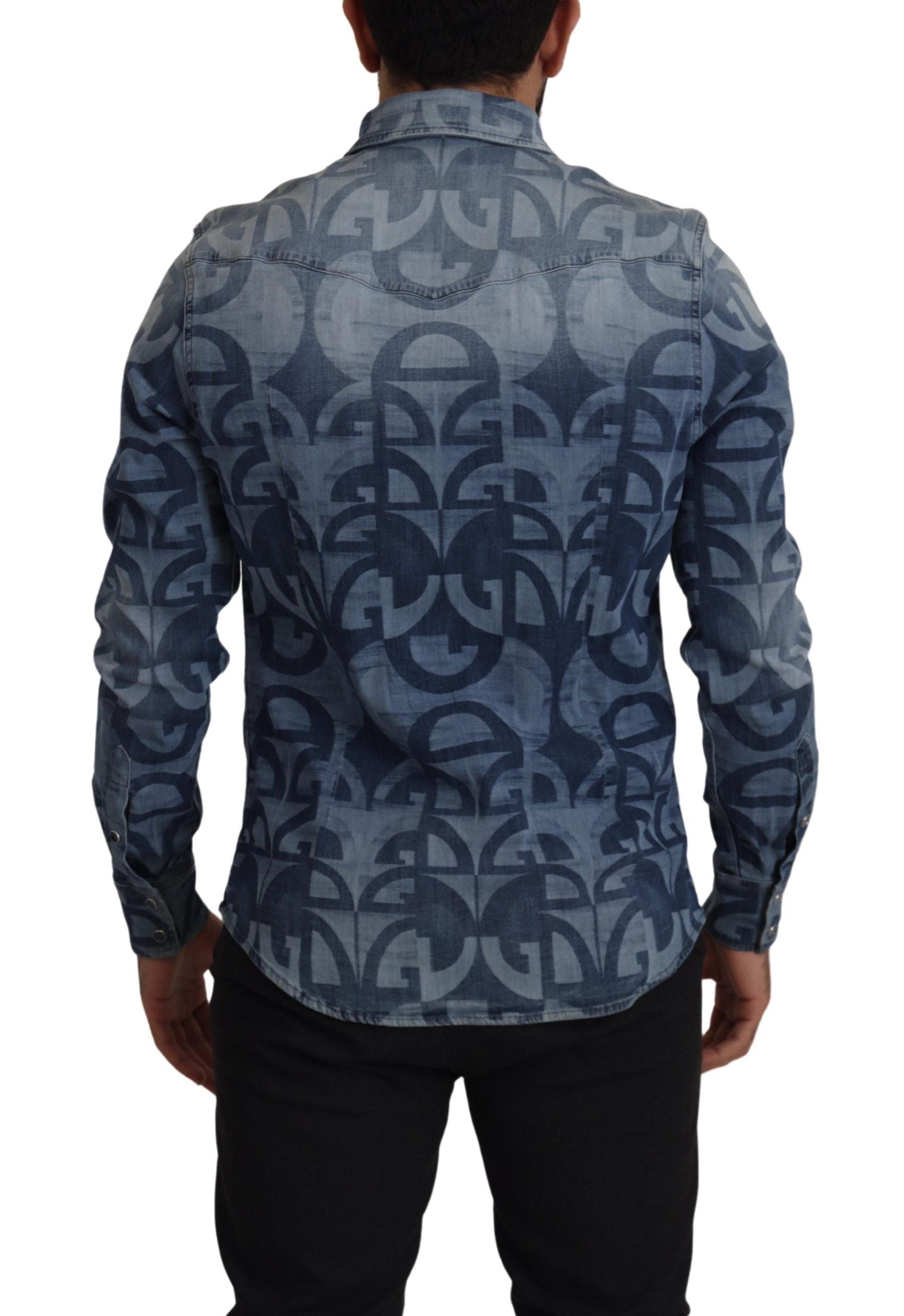 Dolce &amp; Gabbana Elegantes Slim Fit Casual Blaues Herrenhemd