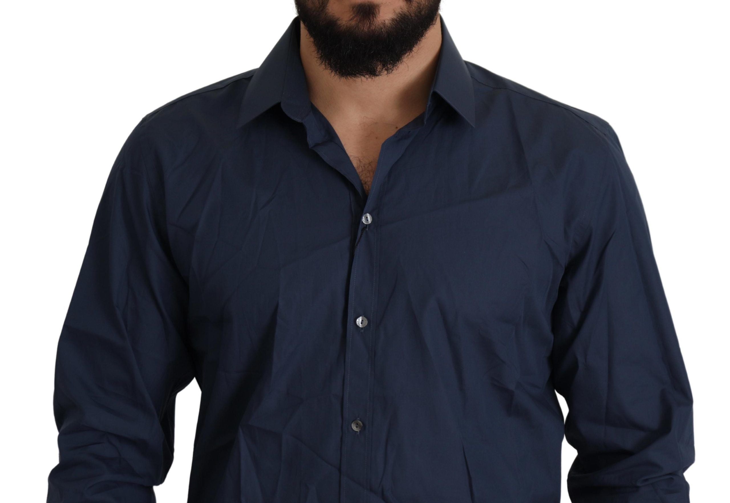 Dolce &amp; Gabbana Elegantes Slim Fit Blaues Martini-Hemd
