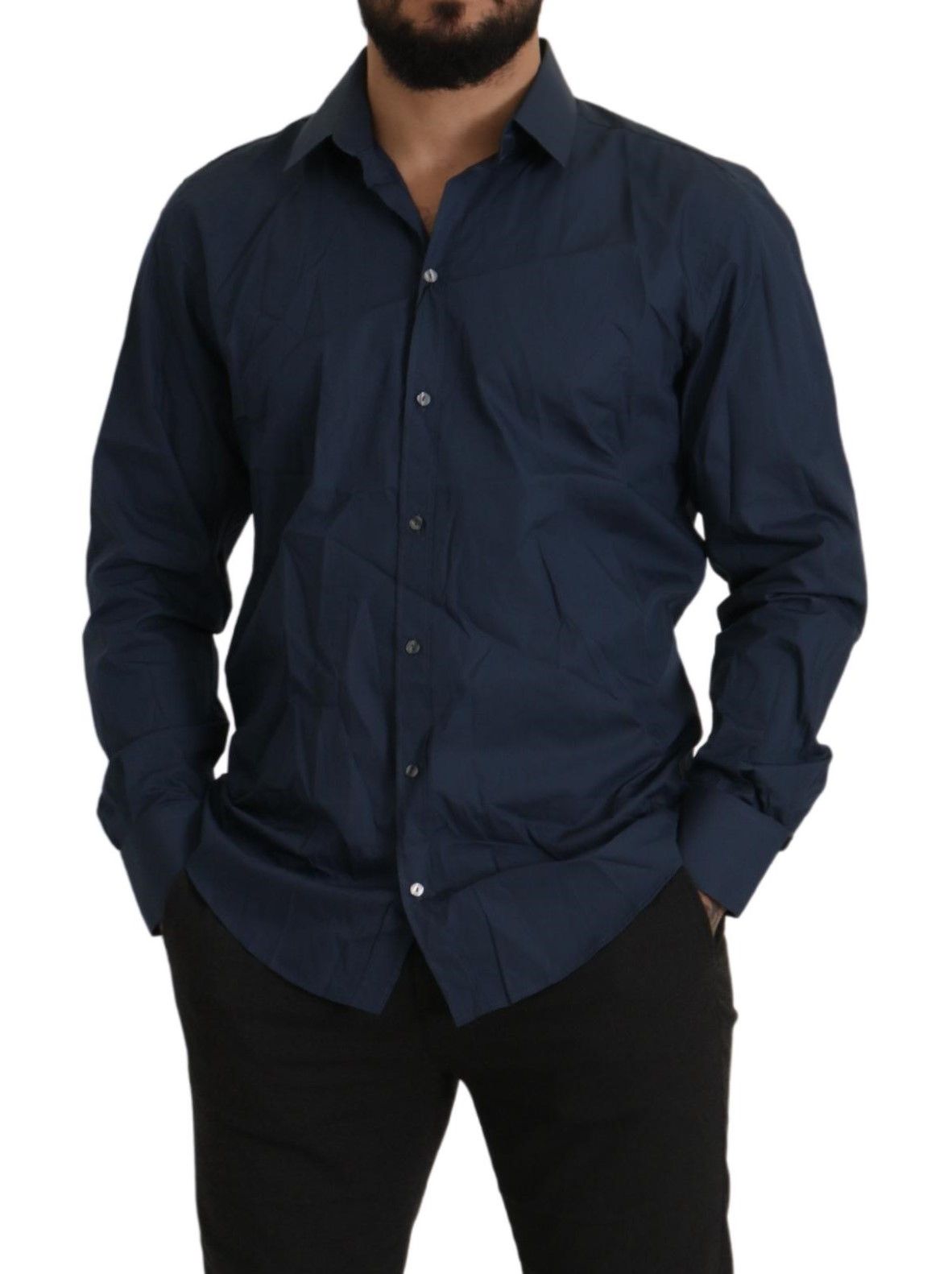 Dolce &amp; Gabbana Elegantes Slim Fit Blaues Martini-Hemd