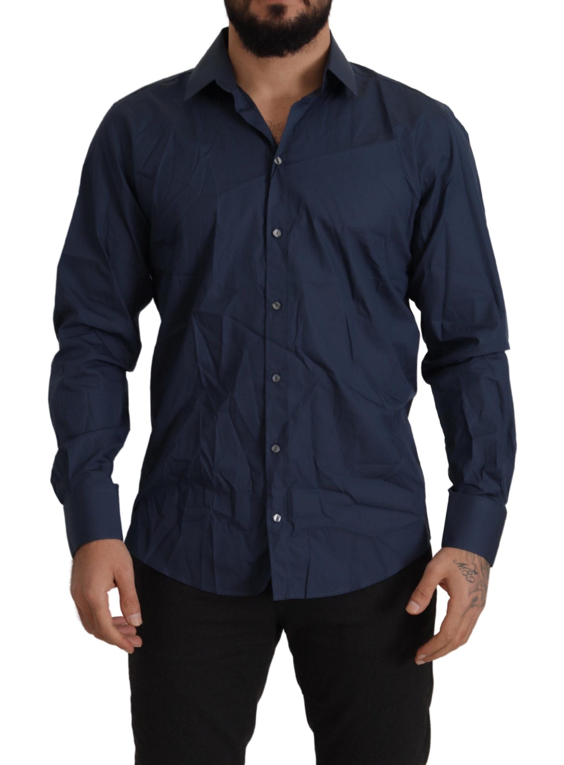 Dolce &amp; Gabbana Elegantes Slim Fit Blaues Martini-Hemd