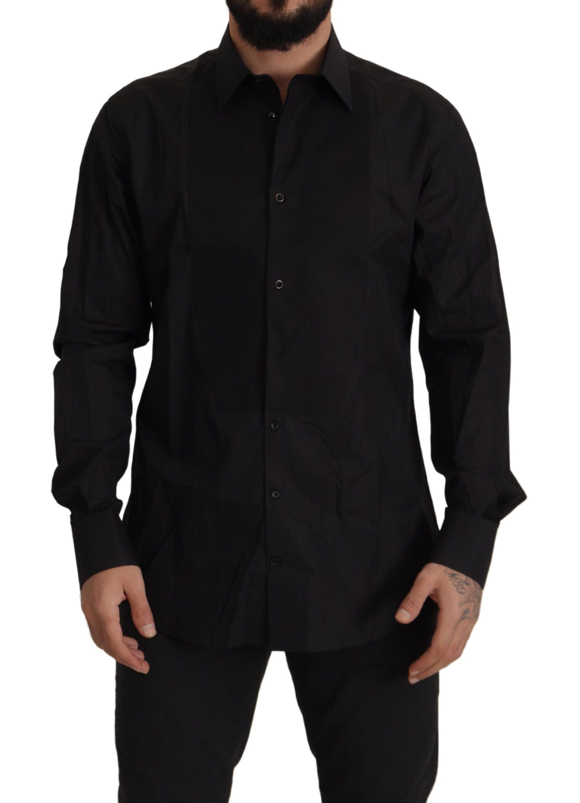 Dolce &amp; Gabbana – Elegantes schwarzes Smokinghemd – Slim Fit