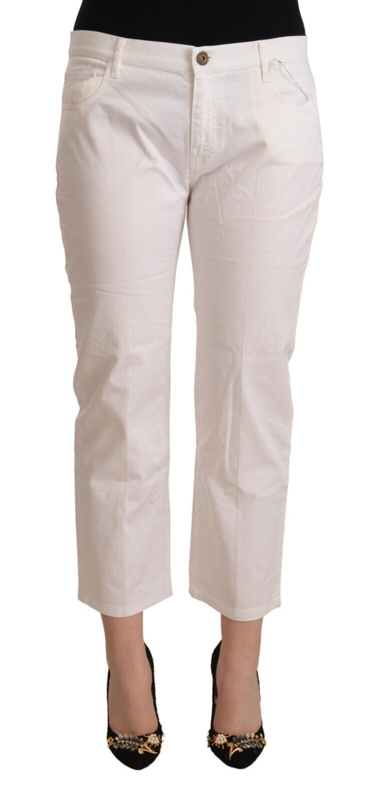 L'Autre Chose – Schicke, weiße Skinny-Crop-Jeans mit mittlerer Taille